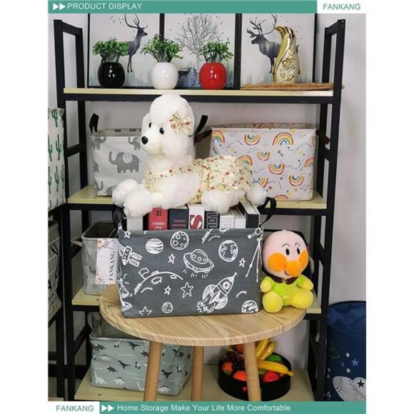 Storage Basket,Nursery Hamper Canvas Laundry Basket Foldable with Waterproof - Picture 2 of 8